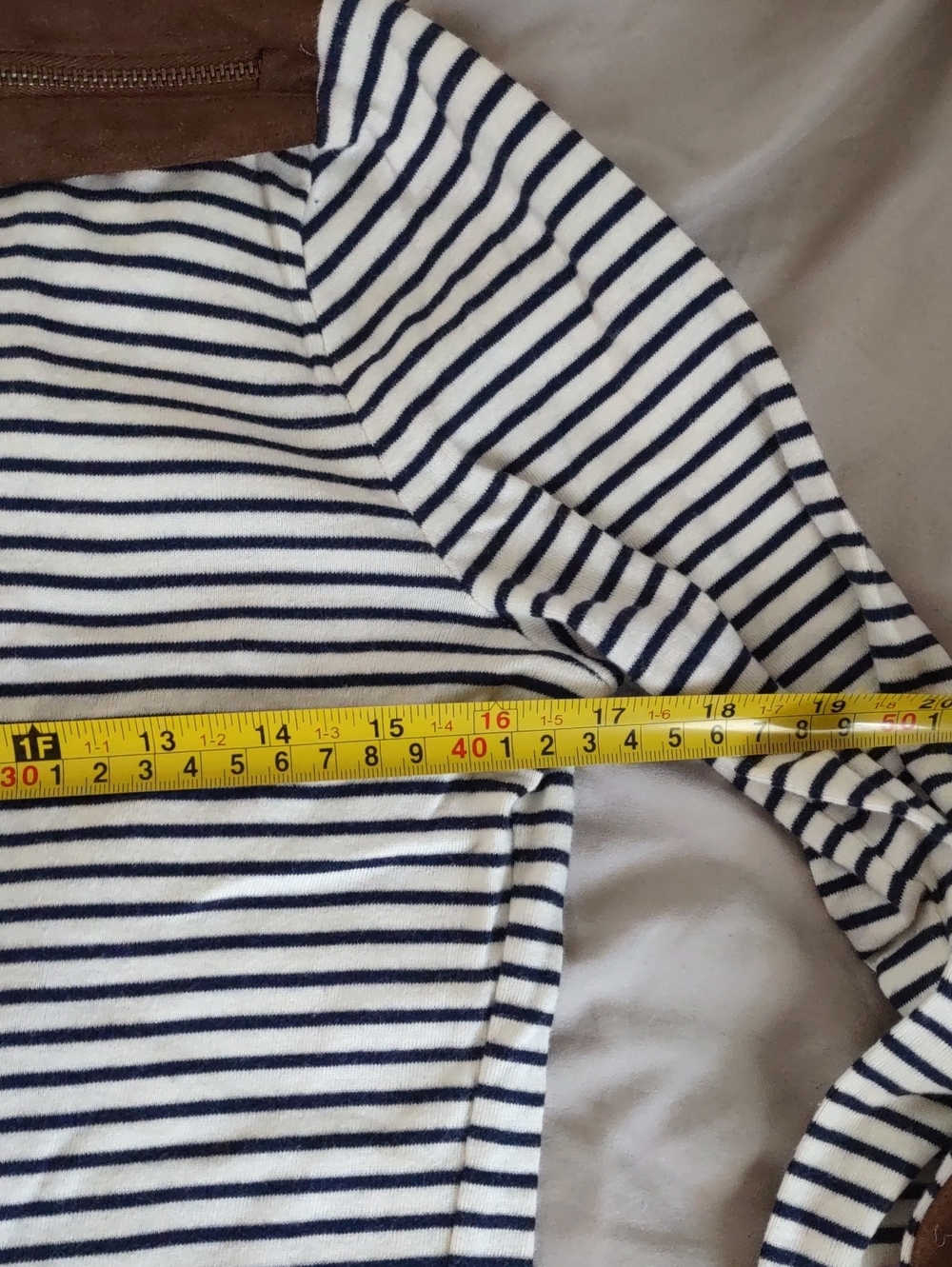 Lauren Ralph Lauren Navy and White Striped Long Sleeve Top - Picture 8 of 10